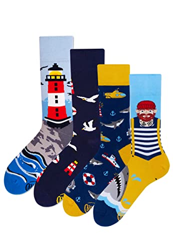 Many Mornings Unisex Socken Fischer und Leuchtturm - 2 Paar 35-38 von Many Mornings