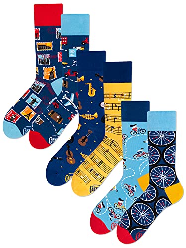 Many Mornings Unisex Socken Travel Music Bicycles - 3er Pack - 35-38 von Many Mornings