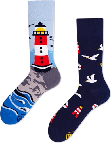 Many Mornings Unisex Nordic Lighthouse Mismatched Socken, Multi-Color, 39-42 EU von Many Mornings