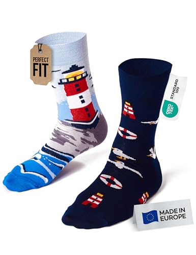 Many Mornings Unisex Nordic Lighthouse Mismatched Socken, Multi-Color, 43-46 von Many Mornings