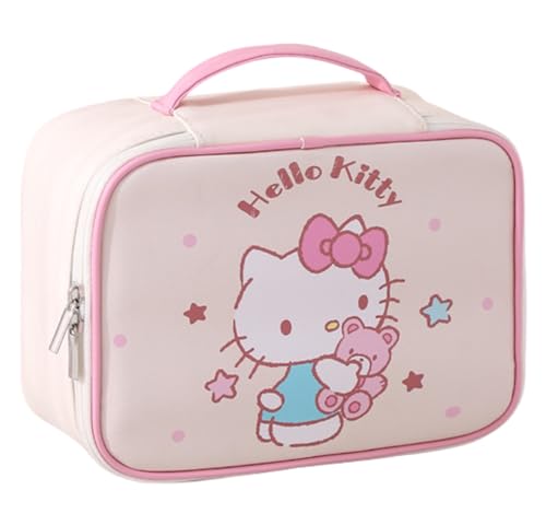 Many Rainbows Hello Kitty & Bear PU-Kosmetiktasche, Make-up-Tasche, Reise-Organizer, mit Griff von Many Rainbows