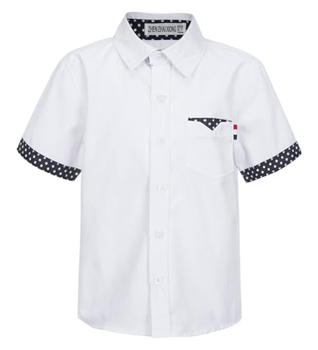 Manyakai Jungen Hemd Kurzarm Freizeithemd Freizeit Kurzarm Shirt Reverskragen Sommerhemd Kinder Sommer Oberbekleidung Sommerkleidung B Weiss 170-176 von Manyakai