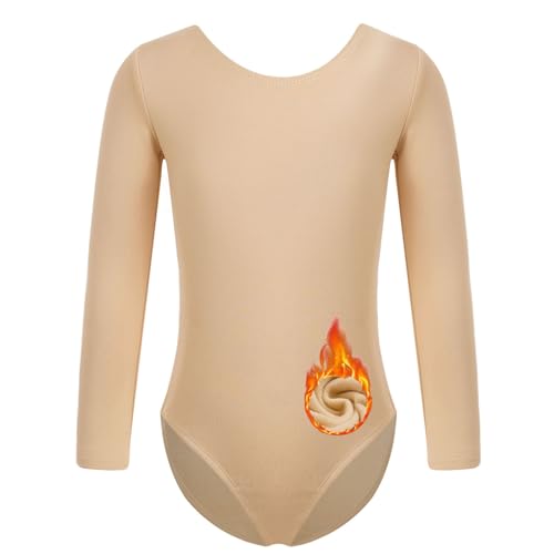 Manyakai Kinder Mädchen Fleece Turnanzug Gefüttert Rundhals/Stehkragen Ballett Body Trikot Gymnastik Leotard Stretch Eiskunstlauf Anzug Tanzkostüm Rundhals 140-146 von Manyakai