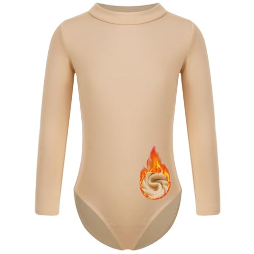 Manyakai Kinder Mädchen Fleece Turnanzug Gefüttert Rundhals/Stehkragen Ballett Body Trikot Gymnastik Leotard Stretch Eiskunstlauf Anzug Tanzkostüm Stehkragen 116-122 von Manyakai