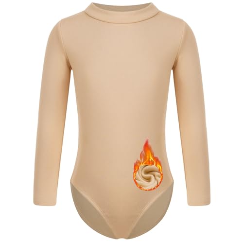 Manyakai Kinder Mädchen Fleece Turnanzug Gefüttert Rundhals/Stehkragen Ballett Body Trikot Gymnastik Leotard Stretch Eiskunstlauf Anzug Tanzkostüm Stehkragen 170 von Manyakai