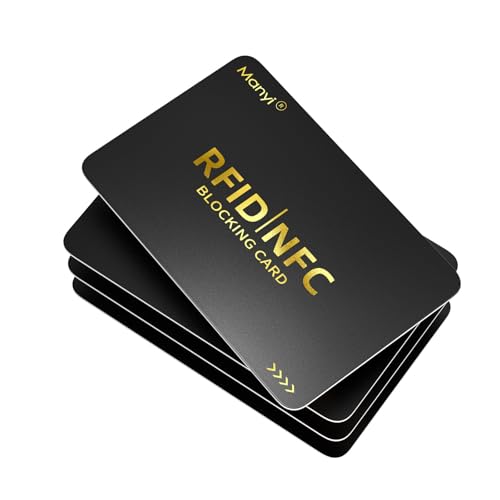 RFID Blocking Card for Wallets, Contactless NFC Credit Card ID Protection Safe Bank Cards Passport Entire Wallet Wallet Shield Protector Blocker Guard Pack of 4, Schwarz, 4Pack, Modisch RFID Blocking Card for Wallets, Contactless NFC Credit Card ID Protection Safe Bank Cards Passport Entire Wallet Wallet Shield Protector Blocker Guard Pack of 4, Schwarz, 4Pack, Modisch von Manyi