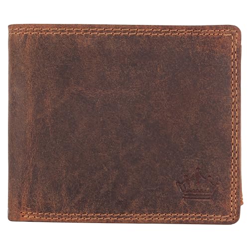 Geldbörse Herren Großes Münzfach Portemonnaie Echt Leder Geldbeutel RFID Schutz (Braun) von Manza