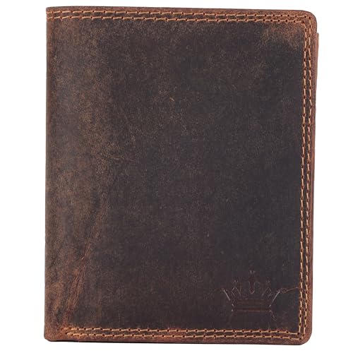 Geldbörse Herren Großes Münzfach Portemonnaie Hochformat Echt Leder Geldbeutel RFID Schutz (Tan) von Manza