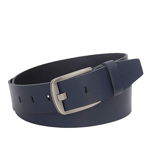 Gürtel Ledergürtel Damen Herren 4cm breit echtes Leder Handgemacht Jeansgürtel Rindleder MADE IN GERMANY NEU #4M320 (Blau, 130 cm Gesamtlänge 140 cm) von Manza