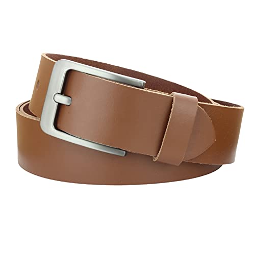 Gürtel Ledergürtel Damen Herren 4cm breit echtes Leder Handgemacht Jeansgürtel Rindleder MADE IN GERMANY NEU #4M420 (Braun, 105 cm Gesamtlänge 115 cm) von Manza