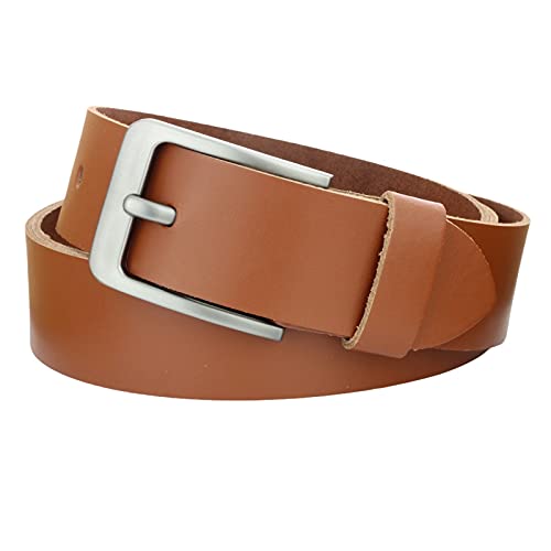 Gürtel Ledergürtel Damen Herren 4cm breit echtes Leder Handgemacht Jeansgürtel Rindleder MADE IN GERMANY NEU #4M420 (Cognac, 105 cm Gesamtlänge 115 cm) von Manza