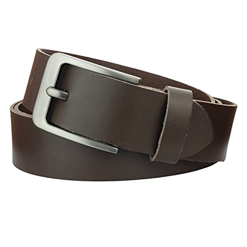 Gürtel Ledergürtel Damen Herren 4cm breit echtes Leder Handgemacht Jeansgürtel Rindleder MADE IN GERMANY NEU #4M420 (Dunkelbraun, 90 cm Gesamtlänge 100 cm) von Manza