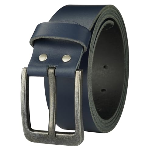 Gürtel Ledergürtel Damen Herren 4cm breit echtes Leder Handgemacht Jeansgürtel Rindleder MADE IN GERMANY NEU #4M520 (Blau, 95 cm Gesamtlänge 105 cm) von Manza