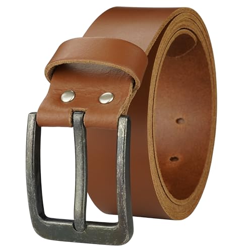 Gürtel Ledergürtel Damen Herren 4cm breit echtes Leder Handgemacht Jeansgürtel Rindleder MADE IN GERMANY NEU #4M520 (Braun, 125 cm Gesamtlänge 135 cm) von Manza