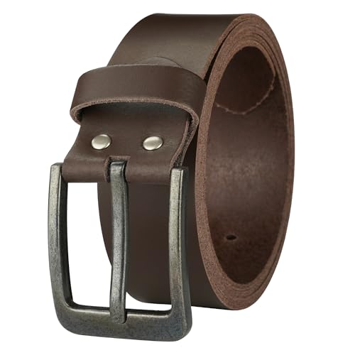 Gürtel Ledergürtel Damen Herren 4cm breit echtes Leder Handgemacht Jeansgürtel Rindleder MADE IN GERMANY NEU #4M520 (Dunkelbraun, 110 cm Gesamtlänge 120 cm) von Manza