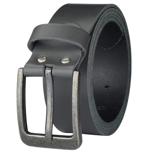 Gürtel Ledergürtel Damen Herren 4cm breit echtes Leder Handgemacht Jeansgürtel Rindleder MADE IN GERMANY NEU #4M520 (Grau, 105 cm Gesamtlänge 115 cm) von Manza