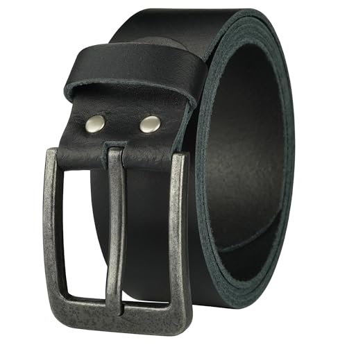 Gürtel Ledergürtel Damen Herren 4cm breit echtes Leder Handgemacht Jeansgürtel Rindleder MADE IN GERMANY NEU #4M520 (Schwarz, 105 cm Gesamtlänge 115 cm) von Manza