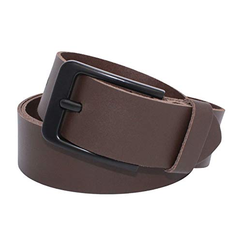 Gürtel Ledergürtel Damen Herren 4cm breit echtes Leder Handgemacht Jeansgürtel Rindleder MADE IN GERMANY NEU #4M620 (Dunkelbraun, 90 cm Gesamtlänge 100 cm) von Manza
