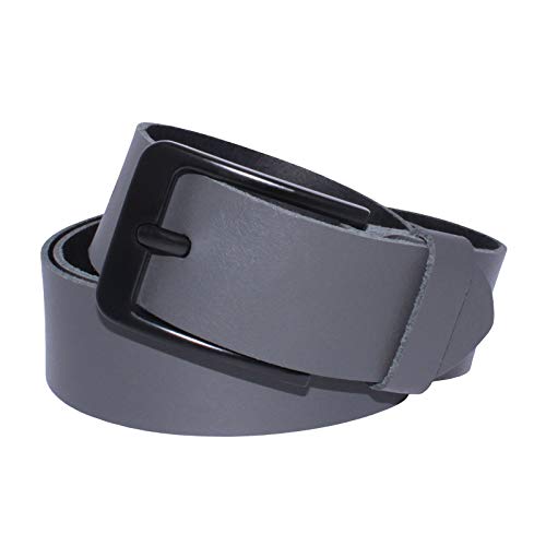 Gürtel Ledergürtel Damen Herren 4cm breit echtes Leder Handgemacht Jeansgürtel Rindleder MADE IN GERMANY NEU #4M620 (Grau, 125 cm Gesamtlänge 135 cm) von Manza