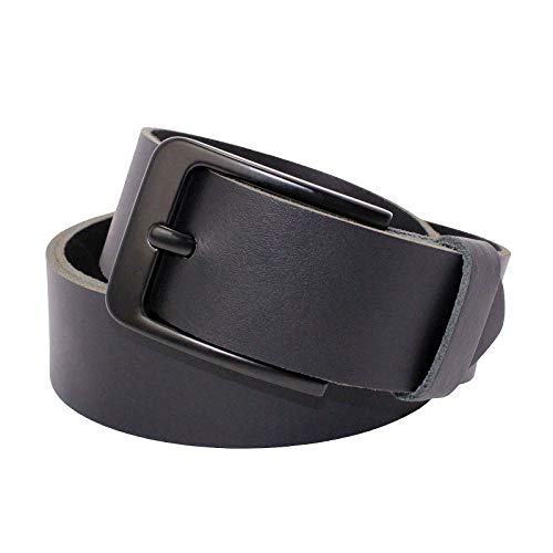 Gürtel Ledergürtel Damen Herren 4cm breit echtes Leder Handgemacht Jeansgürtel Rindleder MADE IN GERMANY NEU #4M620 (Schwarz, 120 cm Gesamtlänge 130 cm) von Manza