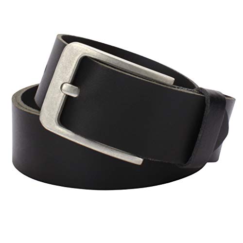 Gürtel Ledergürtel Damen Herren 4cm breit echtes Leder Handgemacht Jeansgürtel Rindleder MADE IN GERMANY NEU #4M720 (Schwarz, 130 cm Gesamtlänge 140 cm) von Manza