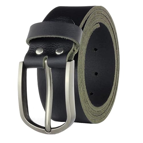 Gürtel Ledergürtel Schwarz 4cm breit Vollleder Jeansgürtel Damen Herren Rindleder Handgemacht echtes Leder MADE IN GERMANY NEU #4MV221 (105cm Gesamtlänge 115cm) von Manza