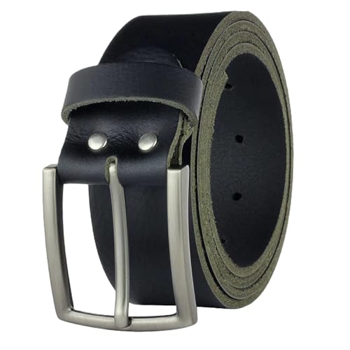 Gürtel Ledergürtel Schwarz 4cm breit Vollleder Jeansgürtel Damen Herren Rindleder Handgemacht echtes Leder MADE IN GERMANY NEU #4MVL321 (125cm Gesamtlänge 135cm) von Manza