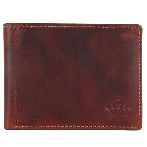 Manza Geldbeutel Herren Geldbörse Echtes Leder Querformat Börse Rindleder Portemonnaie RFID Schutz (Braun) von Manza