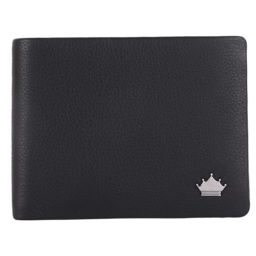 Manza Geldbeutel Herren Geldbörse Echtes Leder Querformat Börse Rindleder Portemonnaie RFID Schutz (Schwarz) von Manza