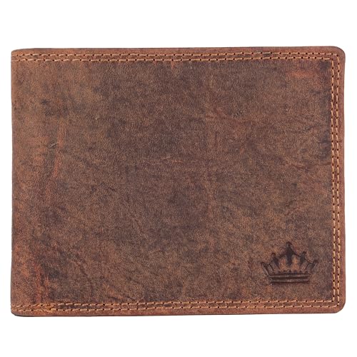 Manza Geldbeutel Herren Geldbörse Querformat Börse Rindleder Portemonnaie Echtes Leder RFID Schutz (Tan) von Manza