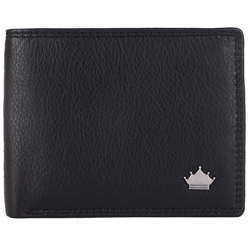 Manza Geldbeutel Herren Geldbörse Querformat Rindleder Börse Portemonnaie Echtes Leder RFID Schutz (Schwarz) von Manza