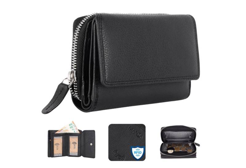 Manza Geldbörse Geldbörse Echt Leder Portemonnaie RFID Portmonee Vintage Damenbörse, Langlebig, Hochwertiges Leder von Manza