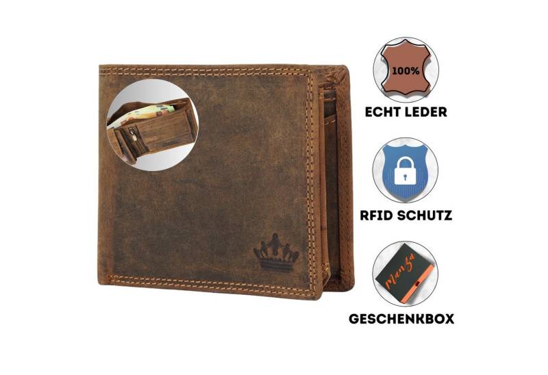 Manza Geldbörse Geldbörse Herren Braun mit RFID, Geheimfach und Geschenkbox, Geschenkbox, Geheimfach und RFID Blocker von Manza
