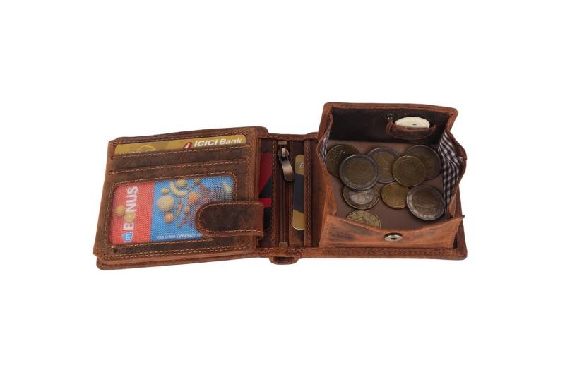 Manza Geldbörse Geldbörse Herren Großes Münzfach Portemonnaie Echt Leder RFID Börse, Extra großes Münzfach, Hochwertiges Leder von Manza