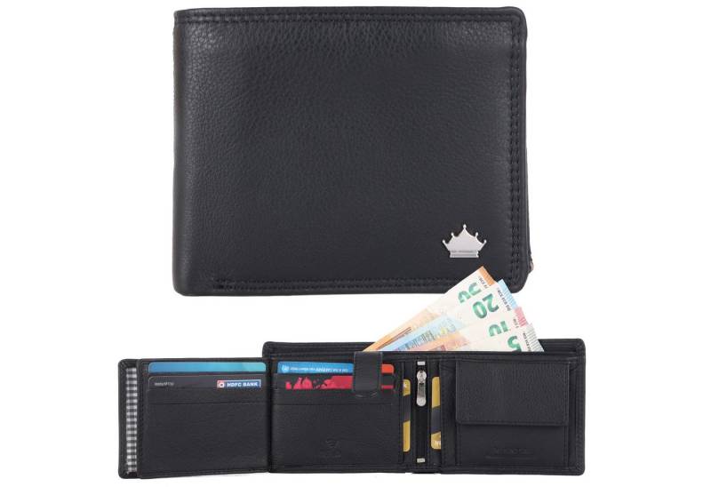 Manza Geldbörse Geldbörse Herren Portemonnaie Echt Leder RFID Schutz, Reißverschlussfach im Münzfach, Hochwertiges Leder von Manza
