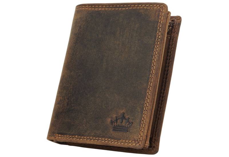 Manza Geldbörse Geldbörse Herren Portemonnaie Echt Leder braun Geldbeutel RFID, Hochwertiges Nappa Leder, Viele Fächer, RFID- Schutz, Signaturprägung von Manza