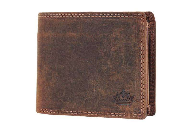 Manza Geldbörse Geldbörse Herren Portemonnaie Echt Leder braun Geldbeutel RFID, Hochwertiges Nappa Leder, Viele Fächer, RFID- Schutz, Signaturprägung von Manza