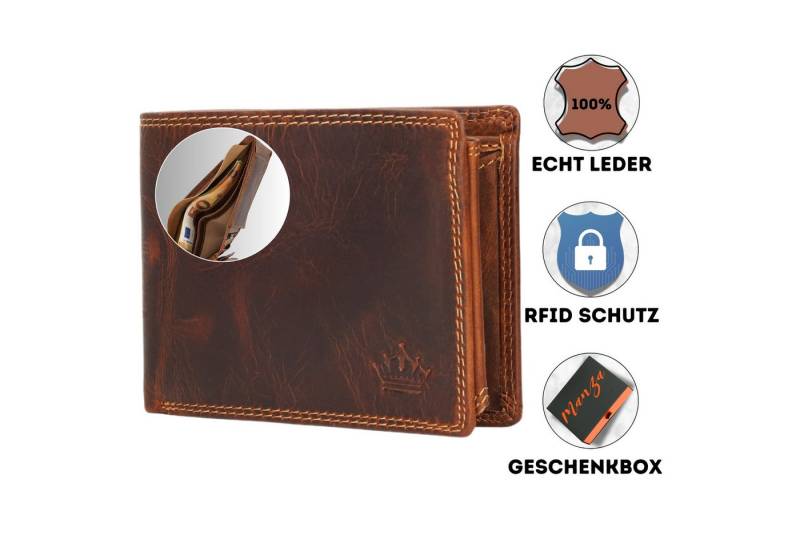 Manza Geldbörse Geldbörse Herren Schwarz mit RFID, Geheimfach und Geschenkbox, Geschenkbox, Geheimfach und RFID Blocker von Manza