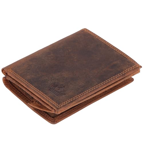 Manza Geldbörse Wiener Schachtel Portemonnaie Echt Leder Börse Geldbeutel RFID Schutz (Tan) von Manza