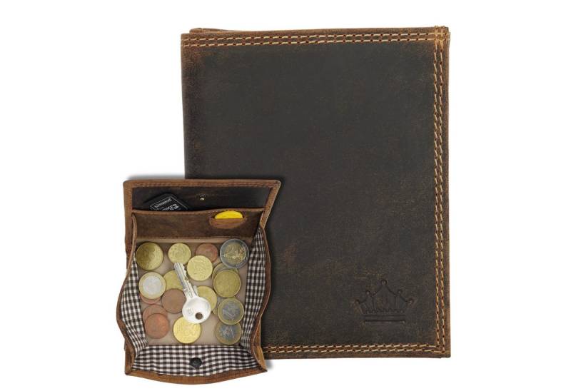 Manza Geldbörse eldbörse Wiener Schachtel Portemonnaie Echt Leder Geldbeutel RFID, Hochwertiges Leder, XXL-Münzfach von Manza