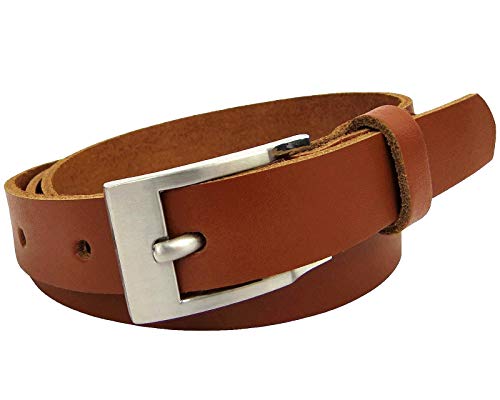 Manza Gürtel Damen Herren Ledergürtel 2cm breit echtes Leder Rindleder Neu (Cognac, 105 cm Gesamtlänge 115 cm) von Manza