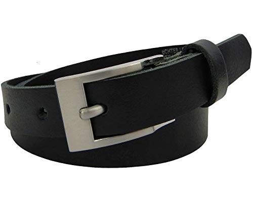 Manza Gürtel Damen Herren Ledergürtel 2cm breit echtes Leder Rindleder Neu (Schwarz, 100 cm Gesamtlänge 110 cm) von Manza