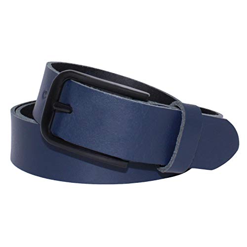 Manza Gürtel Leder Damen Herren Ledergürtel 3cm breit echtes Leder Rindleder Neu (Blau, 90 cm Gesamtlänge 100 cm) von Manza