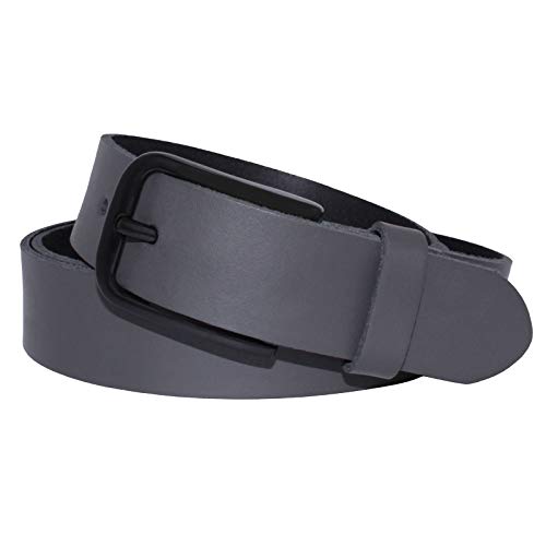 Manza Gürtel Leder Damen Herren Ledergürtel 3cm breit echtes Leder Rindleder Neu (Grau, 130 cm Gesamtlänge 140 cm) von Manza