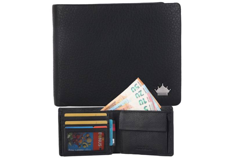 Manza Mini Geldbörse Geldbörse Herren Querformat Portemonnaie Echtes Leder RFID Schutz, Hochwertiges Nappa Leder, Viele Fächer, RFID- Schutz, Signaturprägung von Manza