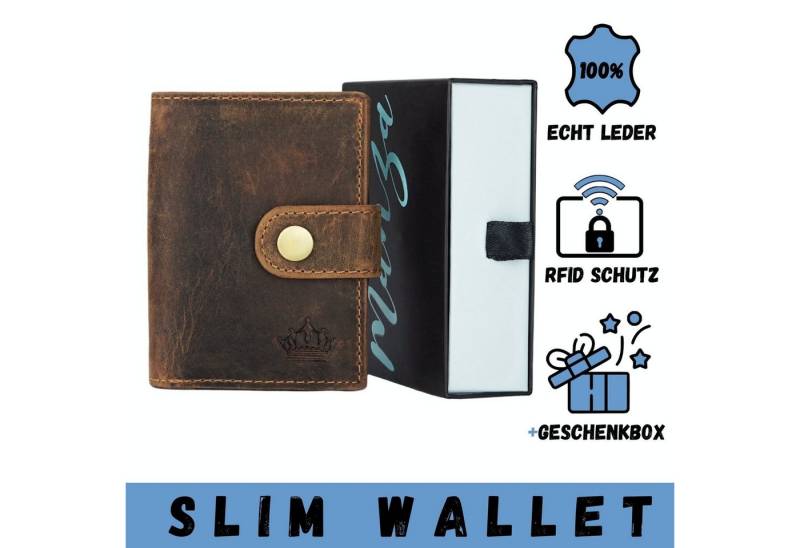 Manza Mini Geldbörse Slim Wallet Geldbörse mit Münzfach, RFID-Schutz und Geschenkbox, Kartenhalter, Münzfach mit Reißverschluss, RFID Blocker, Geschenkbox von Manza
