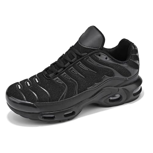 Manzoor Herren Air Schuhe Damen Jungen Laufschuhe Walkingschuhe Turnschuhe mit Luftpolster Atmungsaktiv Rutschfeste Tennisschuhe Sneaker Sportschuhe Shoes Schwarz 42 EU von Manzoor