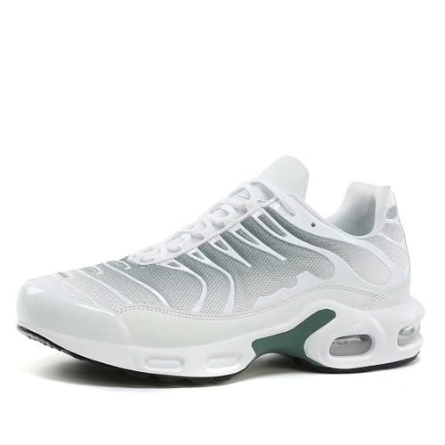 Manzoor Herren Air Schuhe Damen Jungen Laufschuhe Walkingschuhe Turnschuhe mit Luftpolster Atmungsaktiv Rutschfeste Tennisschuhe Sneaker Sportschuhe Shoes in Weiß, Größe 44 EU von Manzoor