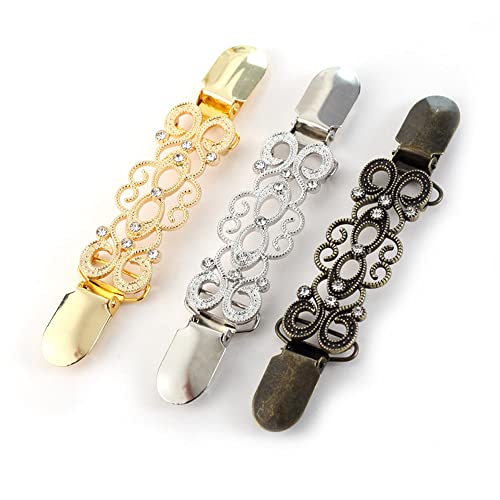 3 Stück Pullover Clips, Vintage Kreative Strickjacke Klipp Strass Design Cardigan Pullover Clips für Frauen Mädchen von MaoNativey