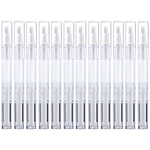 Leerer Nagelöl Stift Bürsten Applikator, 3ml Transparenter Drehstifte Lip Gloss Flasche Tube, Nachfüllbar Kosmetische Container, Twist Pen mit Pinsel für Wimpern Wachstum (12 Stück) von MaoXinTek